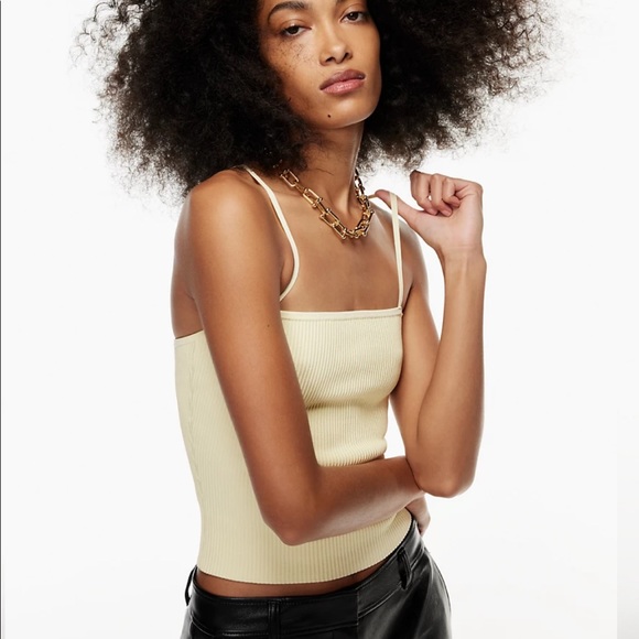 Aritzia Babaton Sculpt Knit Cami Tank Butter Yellow NWT - Picture 5 of 7